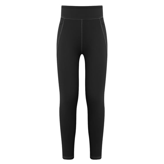 Yartina Kids Girls Stretch Solid Color High Waist Gym Yoga Leggings Sports Tights Athletic Pants with Black 140