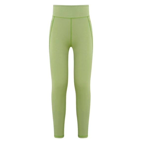 Yartina Kids Girls Stretch Solid Color High Waist Gym Yoga Leggings Sports Tights Athletic Pants with Green 160