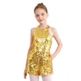 thumbnail image 1 of Yartina Little Kids Big Girls Sequins Halter Neck Romper Leotard Backless Pageant Birthday Ball Prom Gold 6, 1 of 7