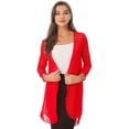 thumbnail image 1 of Yartina Long Plus Size Cardigans for Women Lightweight Open Front Cardigan Solid Chiffon Outerwear Red XL, 1 of 6