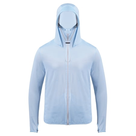 Yartina Men Hooded UPF 50+ Sun Protection Jackets Hiking Fishing Breathable Hoodie Summer Shirts Long Blue XL