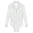 thumbnail image 1 of Yartina Men Sheer Mesh Latin Samba Rumba Dance Leotard Shiny Bodysuit Cha-Cha Ballet Dance Class Competition White M, 1 of 5