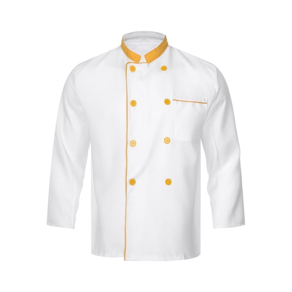 Yartina Men's Chef Jacket Long Sleeve Double Breasted Chef Coat Lightweight Jacket Coat Yellow L