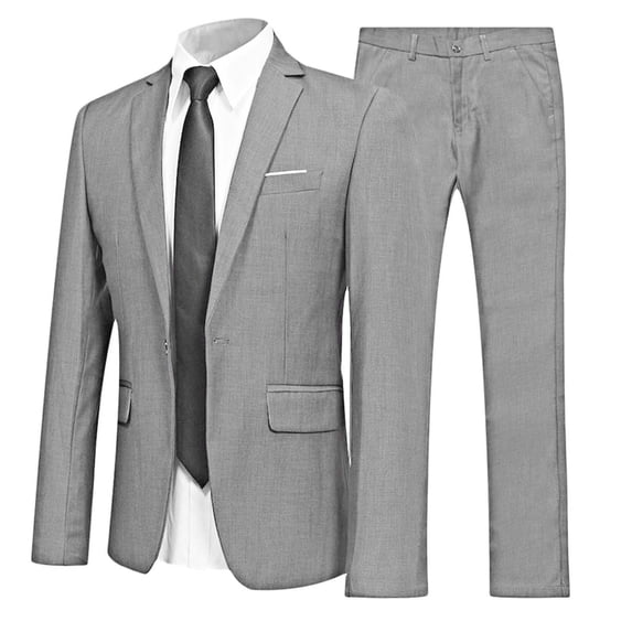 Yartina Men's Classic Slim Fit Business Tuxedo Outfits Notched Lapel Blazer Vest Trouser Wedding Gray L