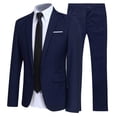 thumbnail image 1 of Yartina Men's Classic Slim Fit Business Tuxedo Outfits Notched Lapel Blazer Vest Trouser Wedding Navy Blue 3XL, 1 of 7