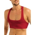 thumbnail image 1 of Yartina Men's Short Solid Sleeveless Y Back Muscle Half Tank Top T-Shirts Sports Bras for Men Red XL, 1 of 6