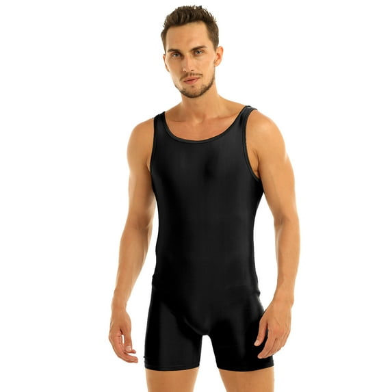 Yartina Men's Wrestling Singlets Bodysuit Slim Fit Sport Leotard Jumpsuits Athletic Sleeveless Tank Black XXL