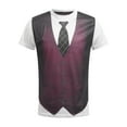 thumbnail image 1 of Yartina Mens Fake Two-Piece 3D Print T-Shirt Round Neck Short Sleeve T-Shirt Burgundy 4XL, 1 of 7