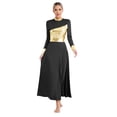 thumbnail image 1 of Yartina Praise Dresses For Women Metallic Color Block Liturgical Lyrical Dancewear Worship Robe Dress Black XL, 1 of 7