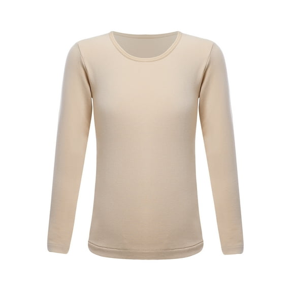 Yartina Unisex Kids Thermal Underwear Tops Long Sleeve Crew Neck T-Shirt Compression Base Layer Type B Nude XL