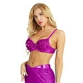 thumbnail image 1 of Yartina Woman's Sparkle Sequins Beaded Padded Bra Top Bralette Rave Party Belly Dance Crop Top Rose 36/80, 1 of 7