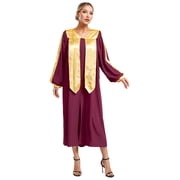 Yartina Women Choir Robe Graduation Gown Long Sleeve Maxi Robe Pulpit Robe Preacher Robe Burgundy M