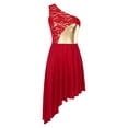 thumbnail image 1 of Yartina Women's Liturgical Praise Lyrical Dance Dress One Shoulder Lace Patchwork Dress Metallic Red M, 1 of 5