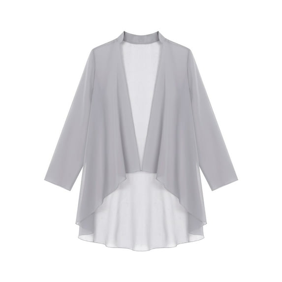 Yartina Women's Long Chiffon Cardigan Outerwear Jacket Dress Coat Grey L