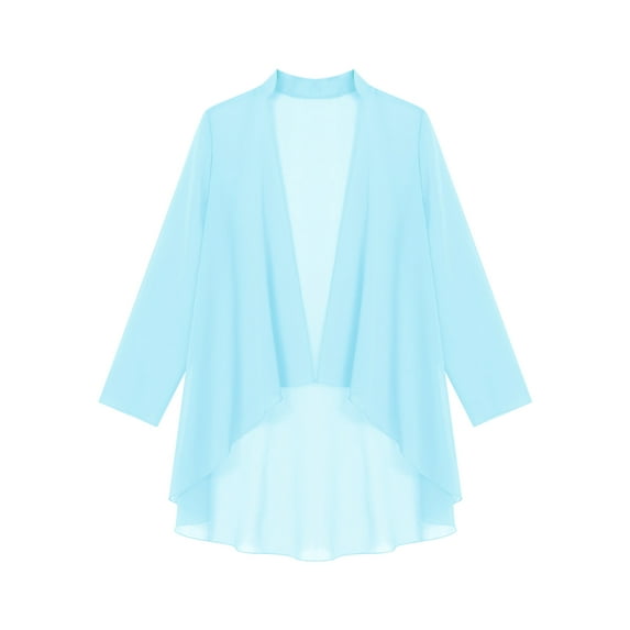 Yartina Women's Long Chiffon Cardigan Outerwear Jacket Dress Coat Light Blue 3XL