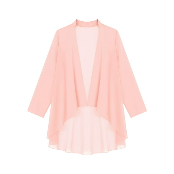 Yartina Women's Long Chiffon Cardigan Outerwear Jacket Dress Coat Pink XL