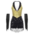 thumbnail image 1 of Yartina Women's Modern Dance Outfit Sequins Leotard Bodysuit Tops with Tassels Gloves for Latin Jazz Dance Yellow M, 1 of 7