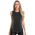 thumbnail image 1 of Yartina Women's Round Neck Sleeveless Split Hem Vest Tops Loose Fit Tee Shirt Gym Workout Tank Tops Black M, 1 of 5