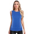 thumbnail image 1 of Yartina Women's Round Neck Sleeveless Split Hem Vest Tops Loose Fit Tee Shirt Gym Workout Tank Tops Blue M, 1 of 8