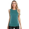 thumbnail image 1 of Yartina Women's Round Neck Sleeveless Split Hem Vest Tops Loose Fit Tee Shirt Gym Workout Tank Tops Teal M, 1 of 5