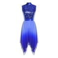 thumbnail image 1 of Yartina Women's Sequin Liturgical Worship Praise Dance Dress Gradient Mesh Irregular Church Worship Tunic Royal Blue XL, 1 of 5