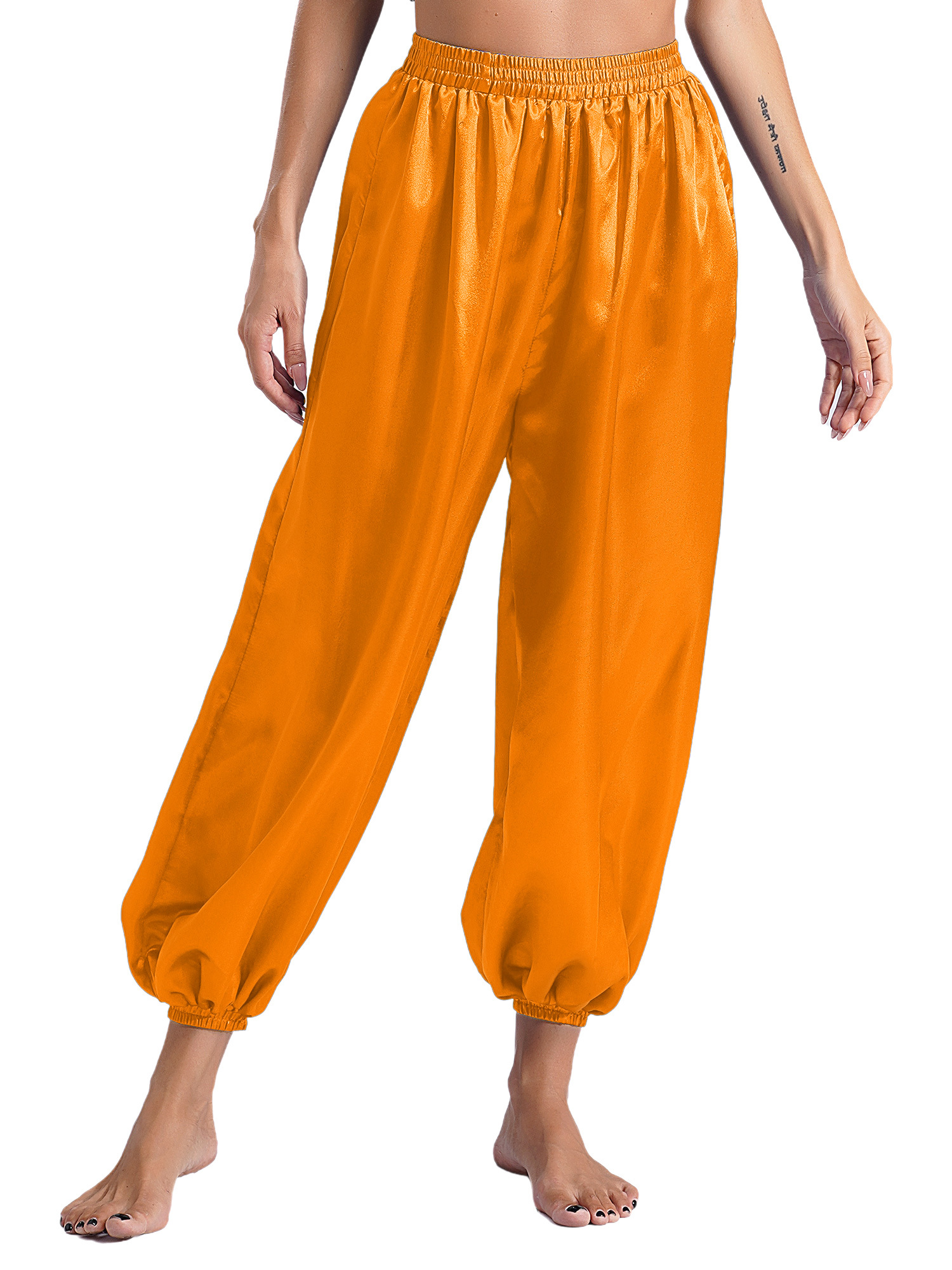 Yartina Womens Belly Dance Pants Satin Harem Pants Loose Solid Color Yartina Womens Belly Dance Pants Satin Harem Pants Loose Solid Color