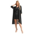 thumbnail image 1 of Yartina Womens Floral Midi Bodycon Dress with Long Cardigan 2 Piece Set Mother of the Bride Outfits Black L, 1 of 7