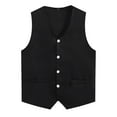 thumbnail image 1 of Yartina Womens Mens Button Vest Adult Volunteer Activity Vest Waistcoat Unisex Waiter Bartender Work Black XXL, 1 of 5