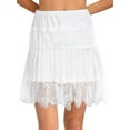 thumbnail image 1 of Yartina Womens Y2k Lace Mini Skirt Sexy Pleated Ruffle Lace Trim Layered Flowy Short Skirts White XXL, 1 of 7