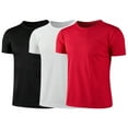 thumbnail image 1 of Yartina Youth 3 Pack Running Athletic Shirts Boys Short Sleeve Sport T Shirt Breathable Moisture Black&White&Red M, 1 of 3