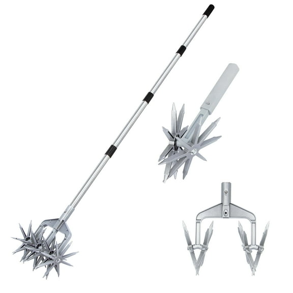 YARTTING Garden Tiller Durable Efficient Cultivator Tiller with Detachable Tines, Adjustable Handle Ideal for Reseeding Grass, Soil Mixing, Planting