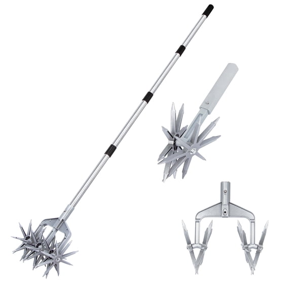 YARTTING Garden Tiller Durable Efficient Cultivator Tiller with Detachable Tines, Adjustable Handle Ideal for Reseeding Grass, Soil Mixing, Planting