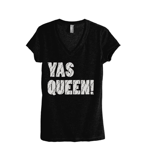 Yas Queen Women's Fashion Relaxed V-Neck T-Shirt Tee Heather Black 2X-Large