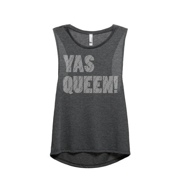 Yas Queen Women's Fashion Sleeveless Muscle Tank Top Tee Charcoal Grey Small