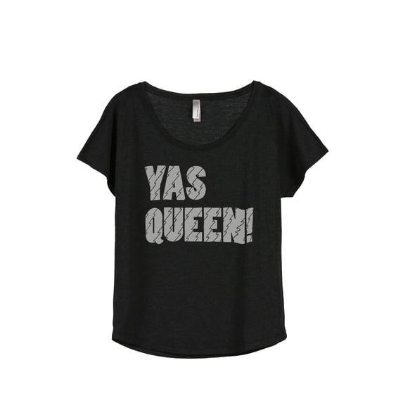 Yas Queen Women's Fashion Slouchy Dolman T-Shirt Tee Heather Black Small