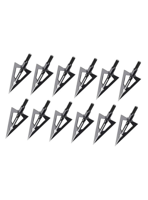 YasTant Hunting Broadheads Fixed Blade Broad Head 100 Grain Carbon Steel Tips for Crossbow and Compound Bow, 12 Pack