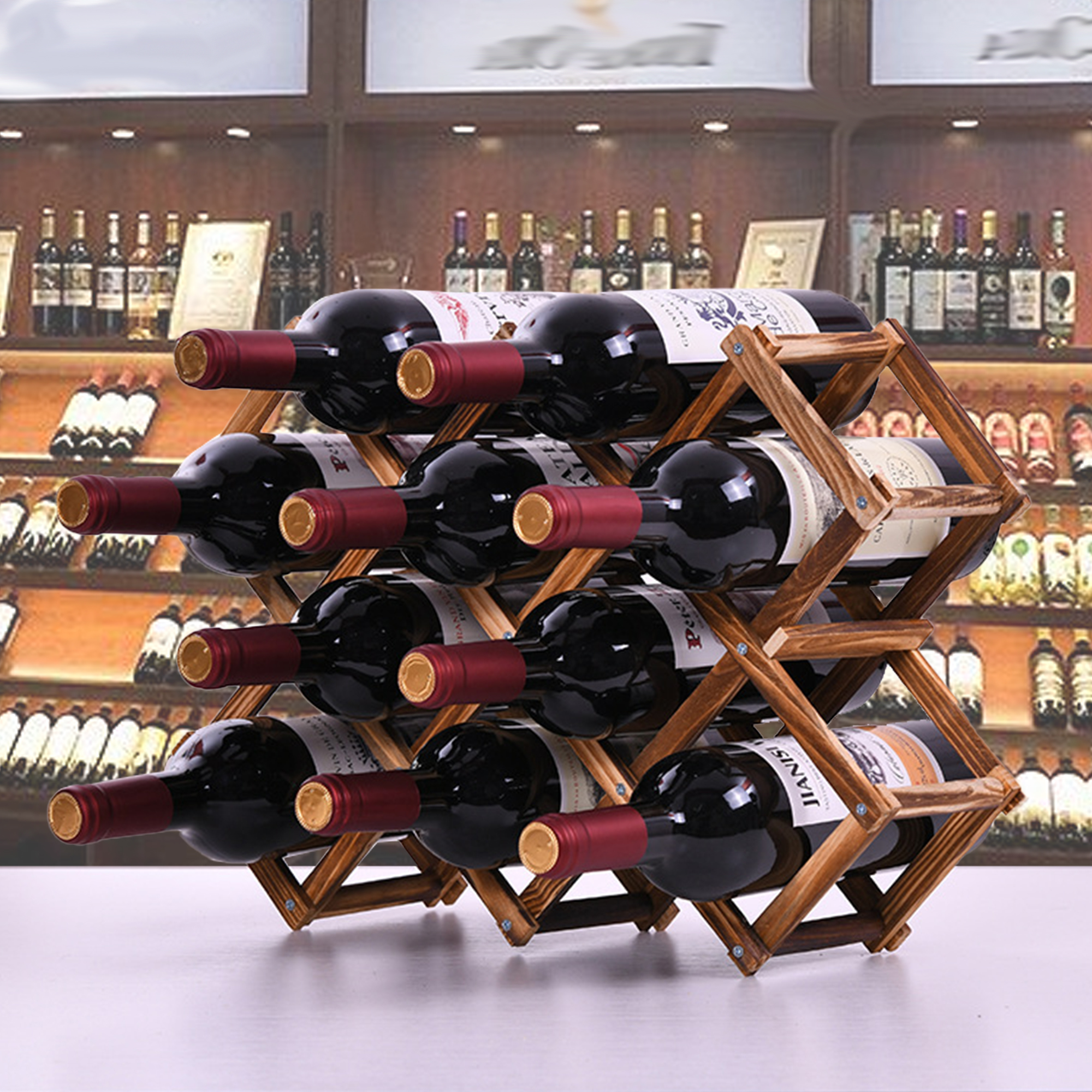 Jaxpety 24 Bottle Wine Rack Holder Compact Cellar Cube Bar Storage
