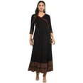 thumbnail image 1 of Yash Gallery Women's Rayon Printed Angrakha Kurta (Black), 1 of 5
