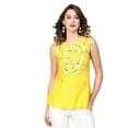 thumbnail image 1 of Yash Gallery Women's Rayon Slub Embroidered Straight Top (Yellow), 1 of 5