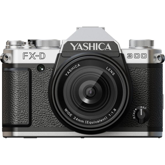 Yashica FX-D 300 50MP 4K Ultra HD Digital Film Simulation Camera, Black/Silver