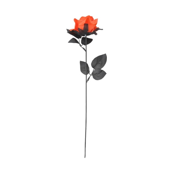 Yashow Dark Red Polyester Plastic Artificial Rose Stem with Skull Head Design Gothic Style for Halloween Haunted House Party Decor, 15.7 inch, 1-Pack