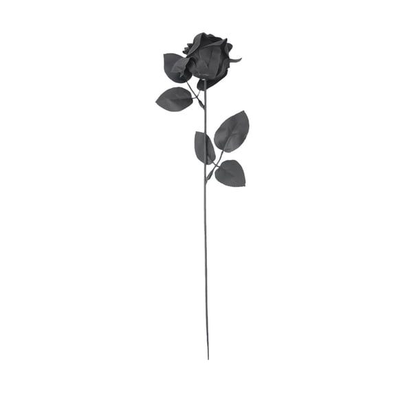 Yashow Dark Red Polyester Plastic Artificial Rose Stem with Skull Head Design Gothic Style for Halloween Haunted House Party Decor, 15.7 inch, 1-Pack