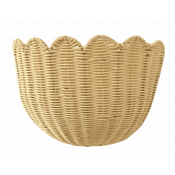 Yashow Elite 16in Scalloped Wicker Wall Basket, Hand Woven Boho Hanging Wall Baskets, Rustic Mocca Rattan Wall Décor for Living Room, Bedroom, and Spring Home Decor