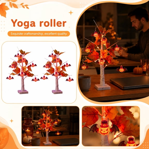 Yashow Elite 2 Pcs Halloween Decorative Lights 17.72 inch, 14 Lights Maple Leaves And Bats, 8 Lighting Modes Ambient String Lights For Home Party Room Decor