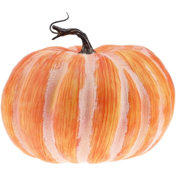 Yashow Elite Fake Pumpkin Decoration 8.4 Inch Large Yellow Artificial Pumpkin Faux Vegetable Food Model for Autumn Fall Harvest Halloween Thanksgiving Day
