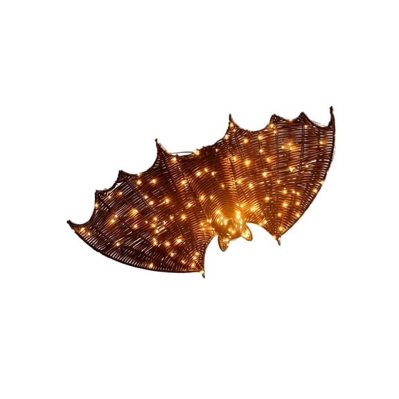 Yashow Elite Glowing Bat Halloween Decorations, Lighted Woven Rattan Bat Wall Decor, Spooky Festive Atmosphere Placement Prop for Party Mantel Home, 11.81 x 6.69 inch