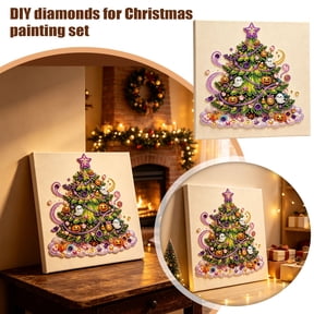 Yashow Elite Halloween Diamond Painting Kit, 7.87x7.87 inch DIY 5D Rhinestone Christmas Tree Art Craft Set, Holiday Gem Art Decor for Adults Kids Home Wall Decor