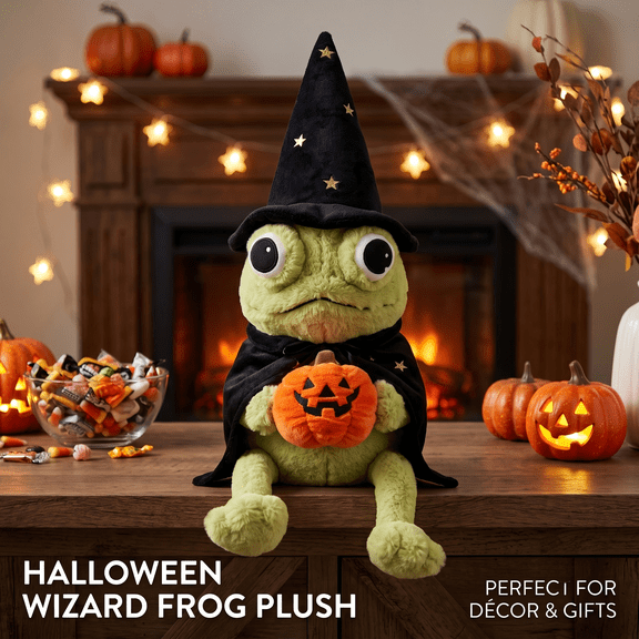 Yashow Elite Halloween Frog Plush Toy 9.8x5.9 inch, Soft Stuffed Animal Frog Plushie, Cute Festive Stuffed Toy, Soft Cuddly Cute Gift for Kids Halloween Decor