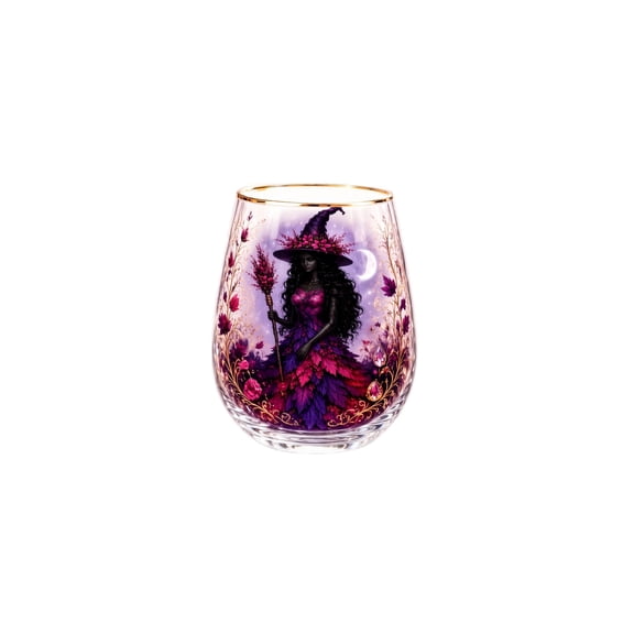 Yashow Elite Halloween Glass Tumbler Cup Indoor 3.9 Inch Witch Themed Beverage Glass for Fall Drinks, for Porch Yard Tree Home Table Room Kitchen Office Party Decor