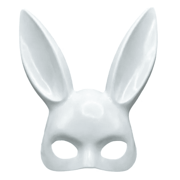 Yashow Elite Halloween Light Up Mask 14.2x11 inch, LED Neon Bunny Half Face Masks, Glow in the Dark Cosplay Costume Accessories for Party Rave Festival Women, White